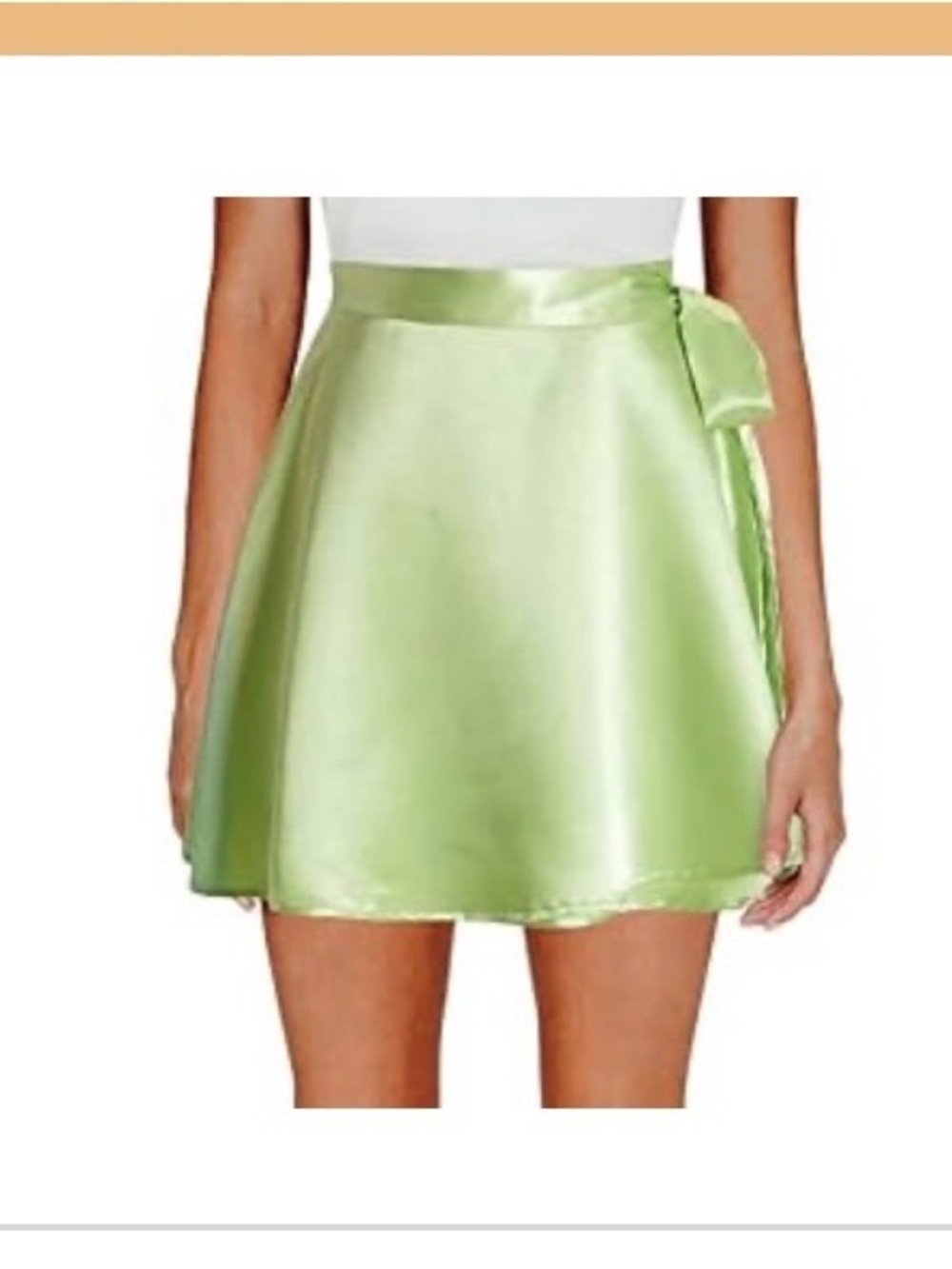 Satin A-Line Mini Skirt in Light Green